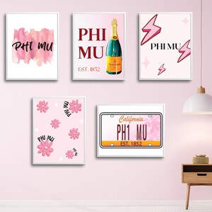 Phi Mu Pink Theme Wall Art // Sorority Printable Wall Decor // California Plate Trendy // ΦΜ Wall Art // Instant Digital Download