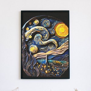 Starry Night - Van Gogh Poster & Digital Print for Vintage Wall Decor
