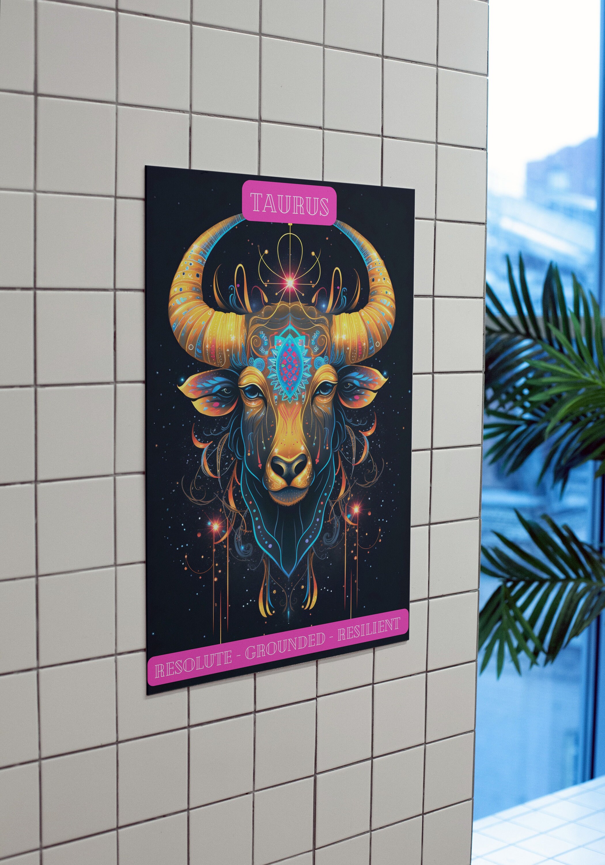 Abstract Taurus Bull Digital Print, Zodiac Wall Art, Astrology Decor ...
