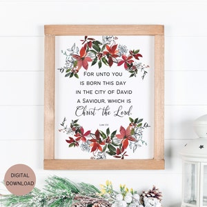 Christ the Lord Christmas Bible Verse Art Printable, Wall Art Printable, Holiday Art Decor, Minimalist Art, Luke 2:11 Printable Art