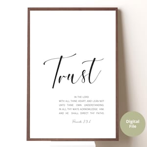 Proverbs 3:5-6 Bible Printable KJV, Wall Art Printable, Christian Decor, Minimalist Art, Trust in the Lord Printable, Living Room Art
