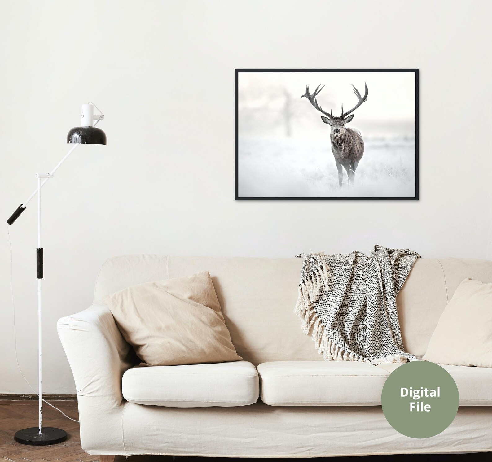 Winter Deer Wall Art Printable Christmas Art Printable Etsy