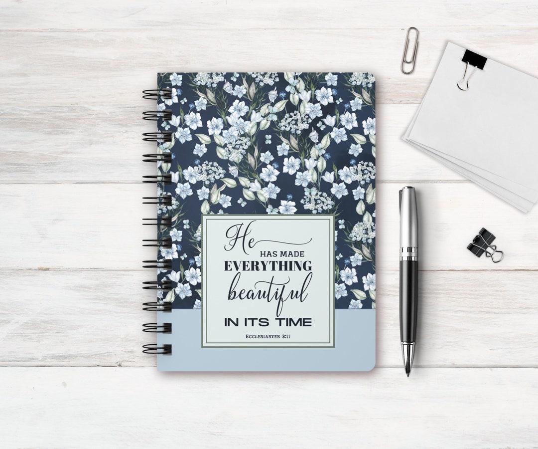 Faith Journal, Spiral Bound Bible Study, Church Notes Notebook