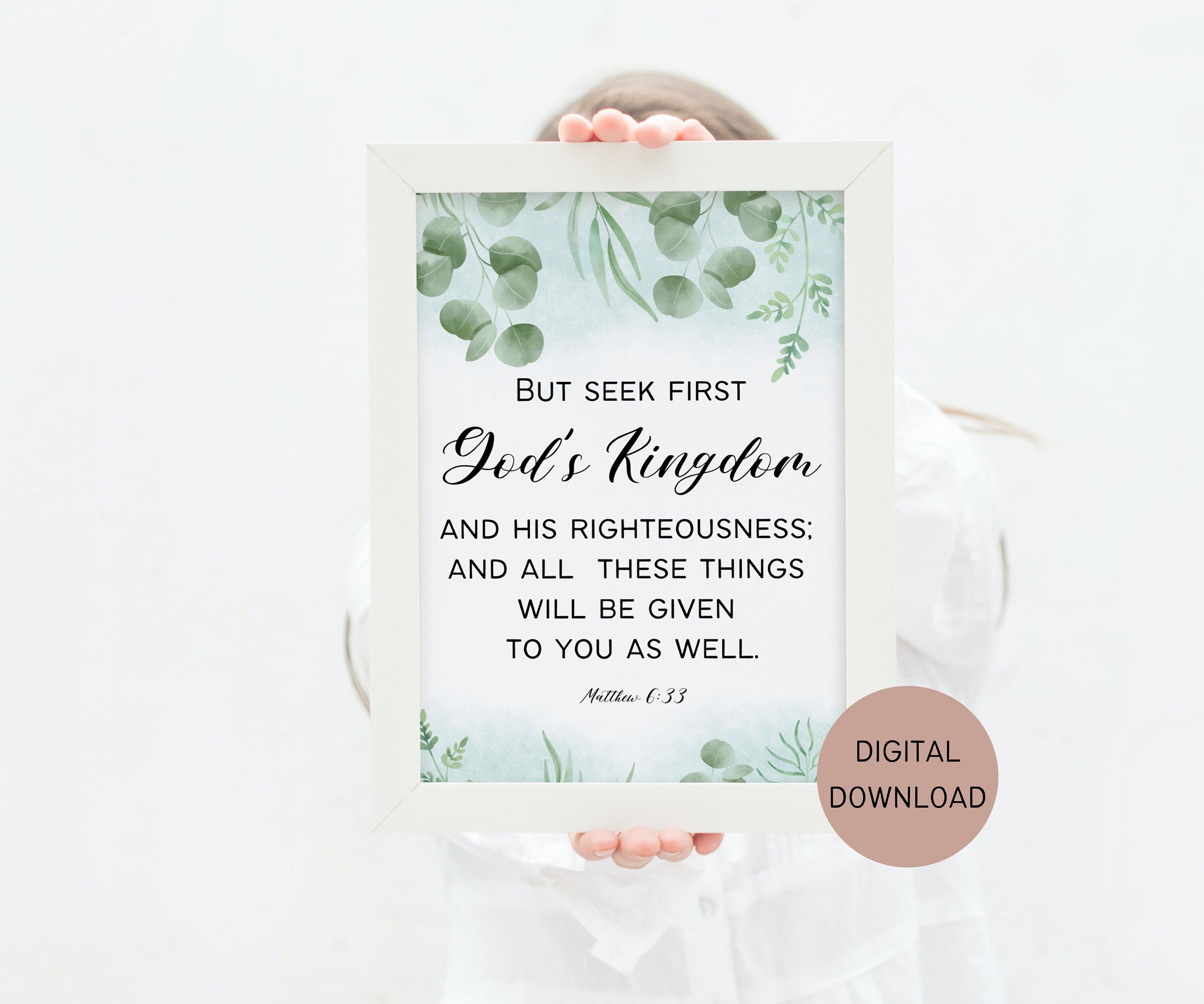 Bible Verse Wall Art Printable Download Matthew 6:33, Christian Wall ...
