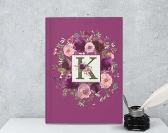 writing book planner Watercolor Flowers Monogram Journal - Personalized Gift for Women and Girls - Perfect for Journaling, Notes, Planning, Diary, Bible Study