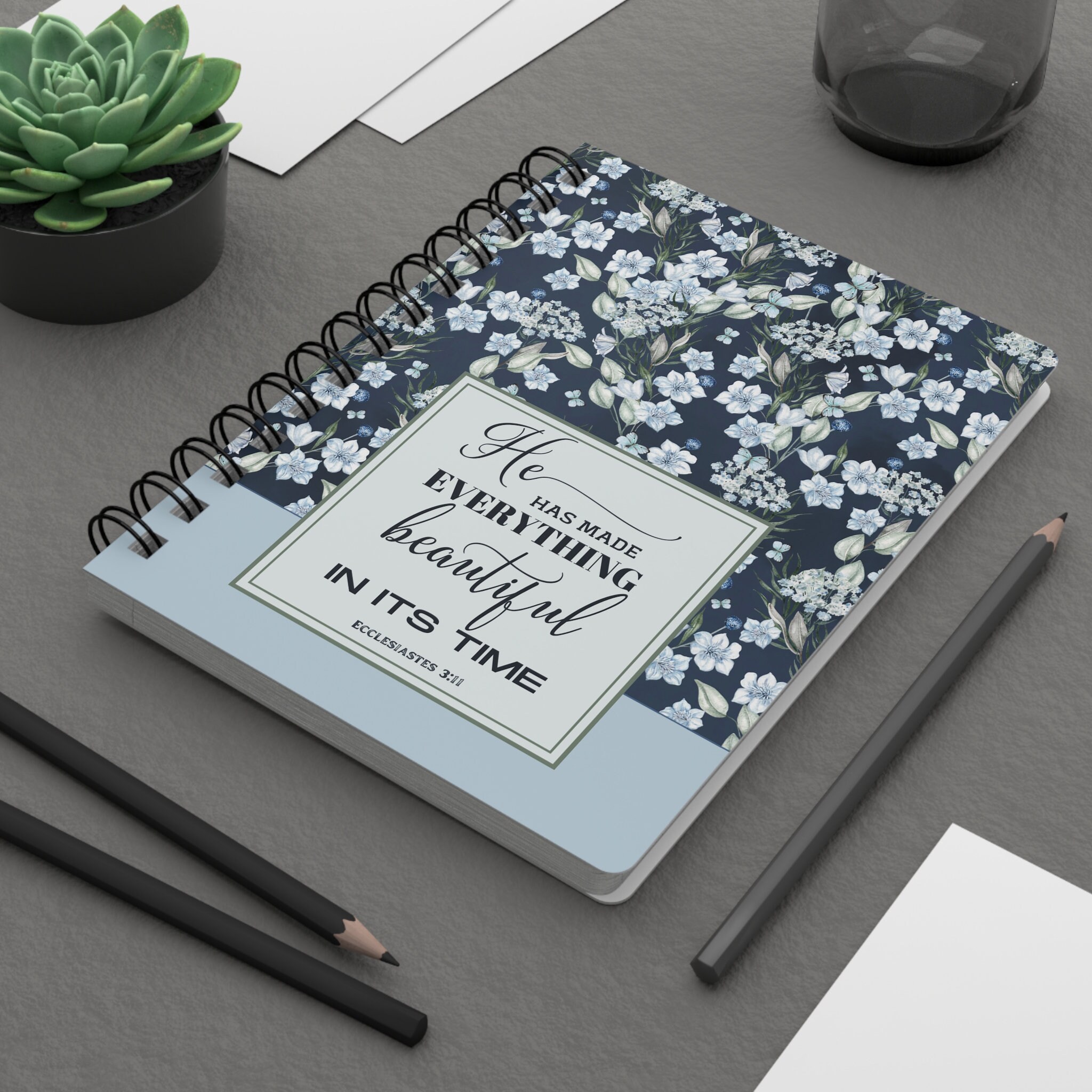 Faith Journal, Spiral Bound Bible Study, Church Notes Notebook ...