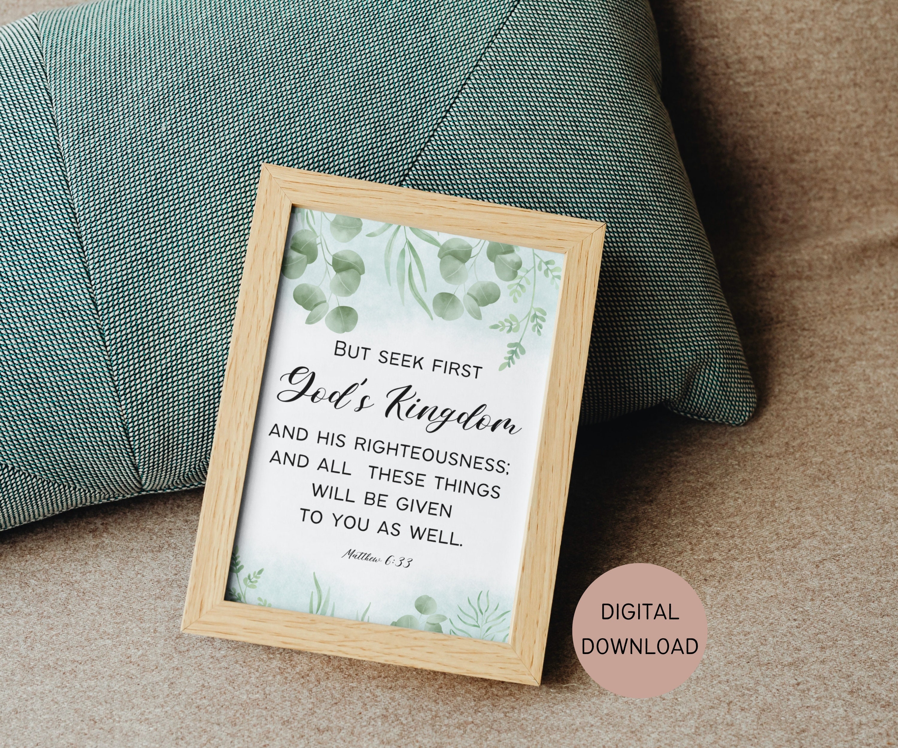 Bible Verse Wall Art Printable Download Matthew 6:33, Christian Wall ...