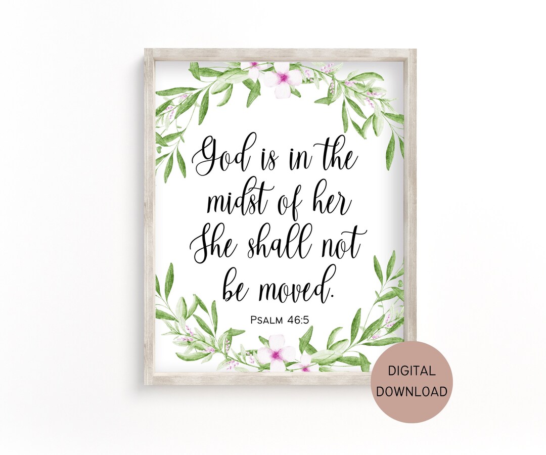 Bible Scripture Wall Art Printable Psalm 46:5 God is With Her ...