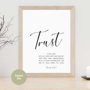Proverbs 3:5-6 Bible Printable KJV, Wall Art Printable, Christian Decor ...