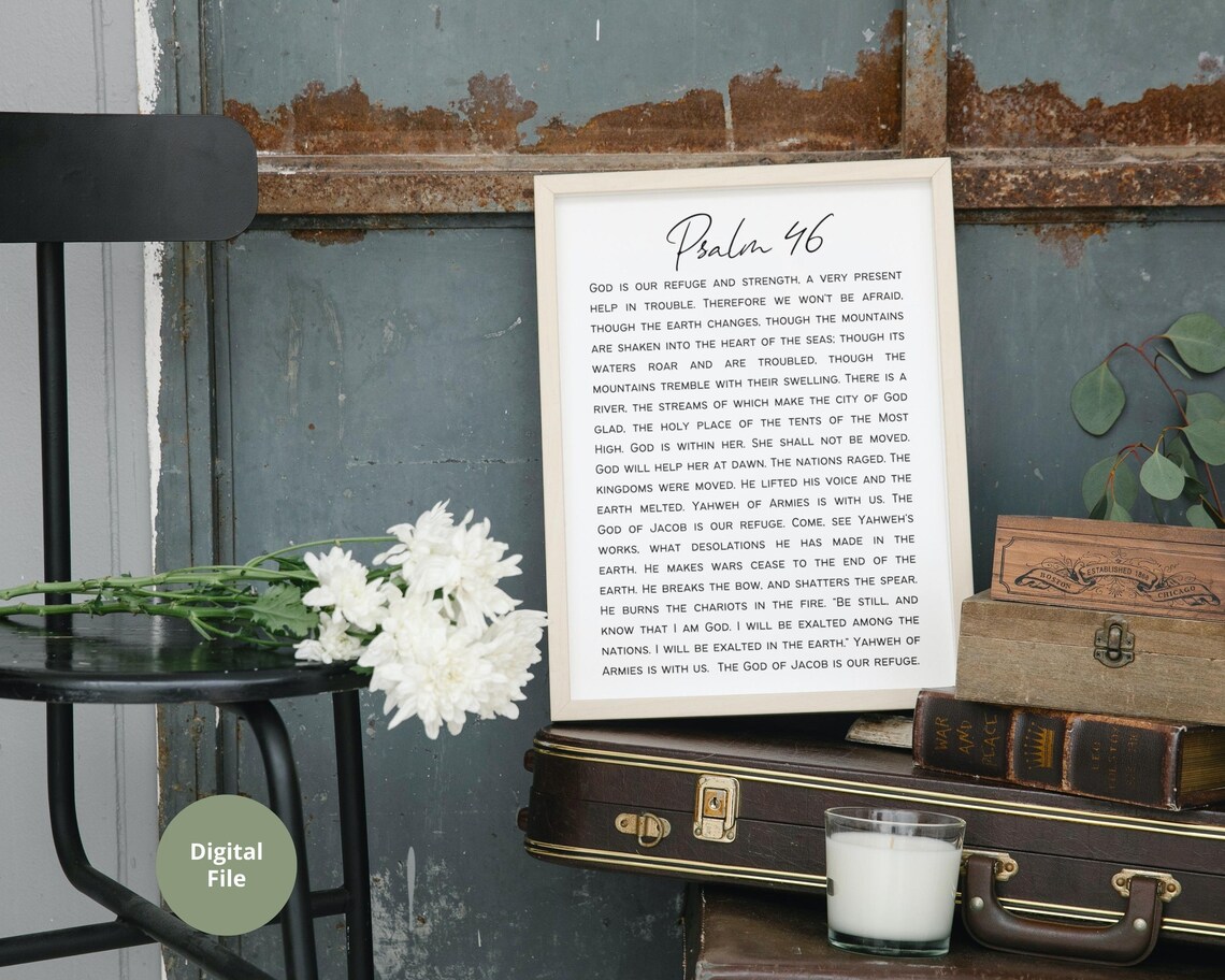 Psalm 46 Bible Printable, Wall Art Printable, Christian Decor ...