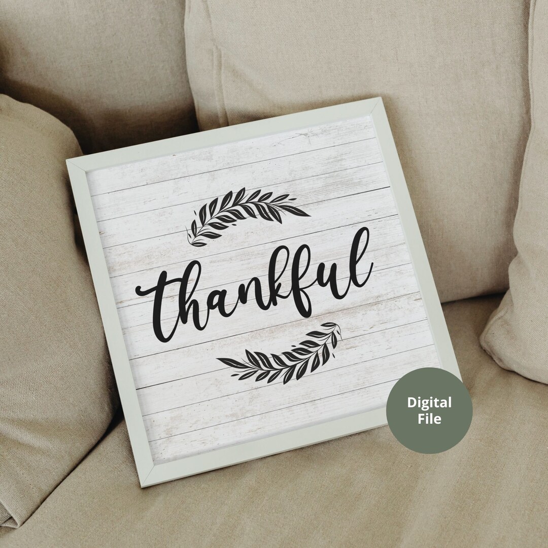 Thankful Fall Printable - Farmhouse Sign Wall Art, Autumn Living Room ...