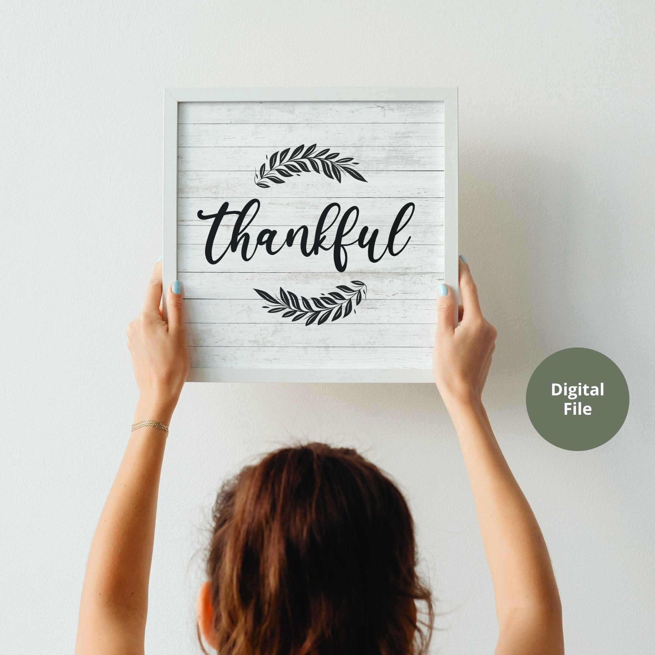 Thankful Fall Printable - Farmhouse Sign Wall Art, Autumn Living Room ...