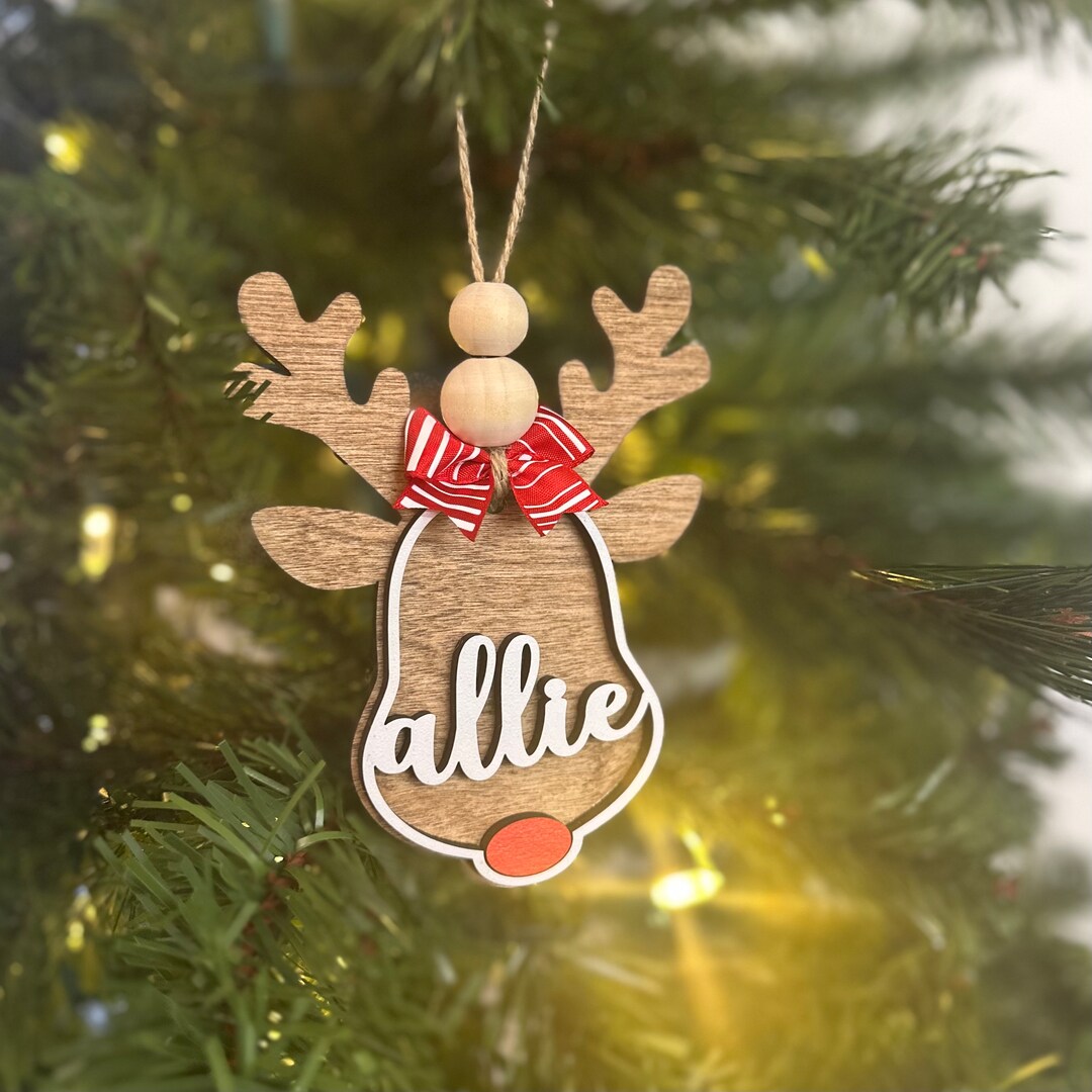 Custom Reindeer Name Christmas Ornament & Stocking Tag Etsy