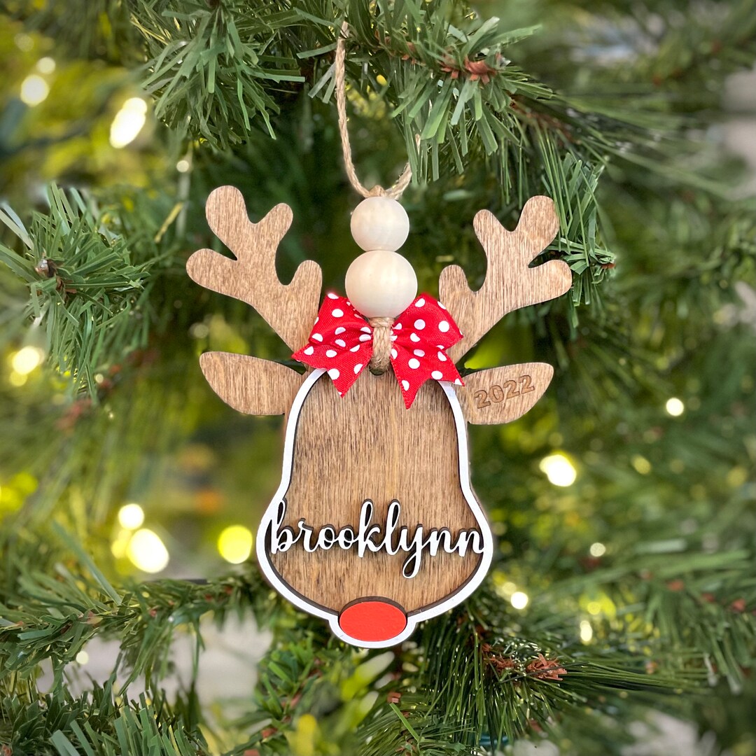 Custom Reindeer Name Christmas Ornament Etsy