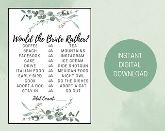 Would the Bride Rather Bridal Shower Game