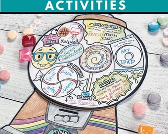 Alles über mich Gumball Candy, Arbeitsblatt, Poster & Buch - Willkommen zurück bei den Bulletin Board Aktivitäten in der Schule - zum Kennenlernen - Erste Woche