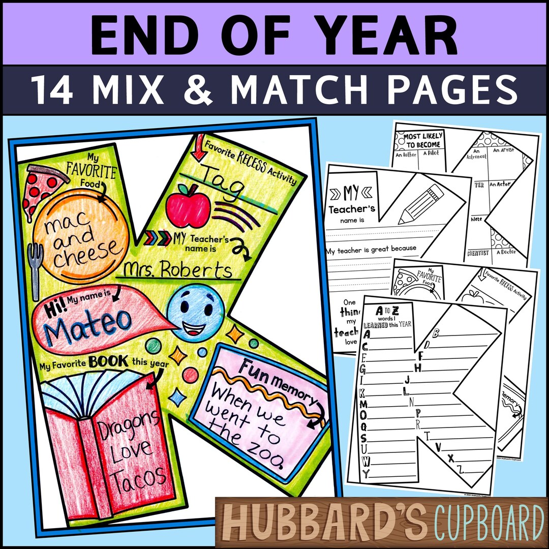 Kindergarten End of Year Memory Book - Last Week or Day of School ...