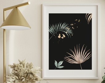 abstract flowers | plant | gold splatter | plant print | abstract plant print