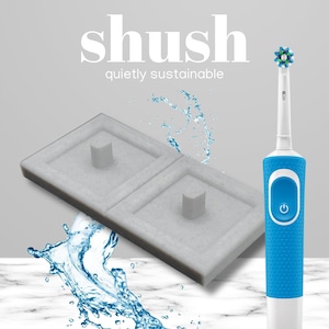 Electric Toothbrush Stand For Major Brand with Square Drip Tray (Marble, Double)