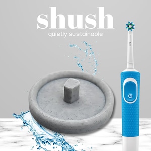 Electric Toothbrush Stand For Major Brand with Circle Drip Tray (Marble, Single)