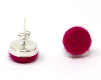Stud Earrings | 100% Merino Wool Felt Stud Earrings | 10 mm Round Circle Studs | Sterling Silver Earring Posts | Choice of 20 "Candy" Colors