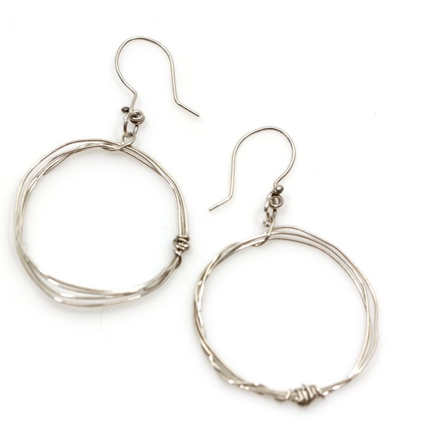 Hoop Earrings | Twisted Wire Hoop | 925 Sterling Silver Earrings | Silver Wire Hoop Earrings | Sterling Ear Wires |Medium Hoop Bryn Earrings