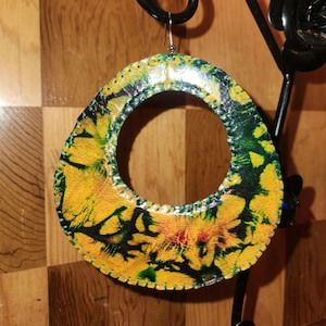 Medium Donut African Leather Earrings