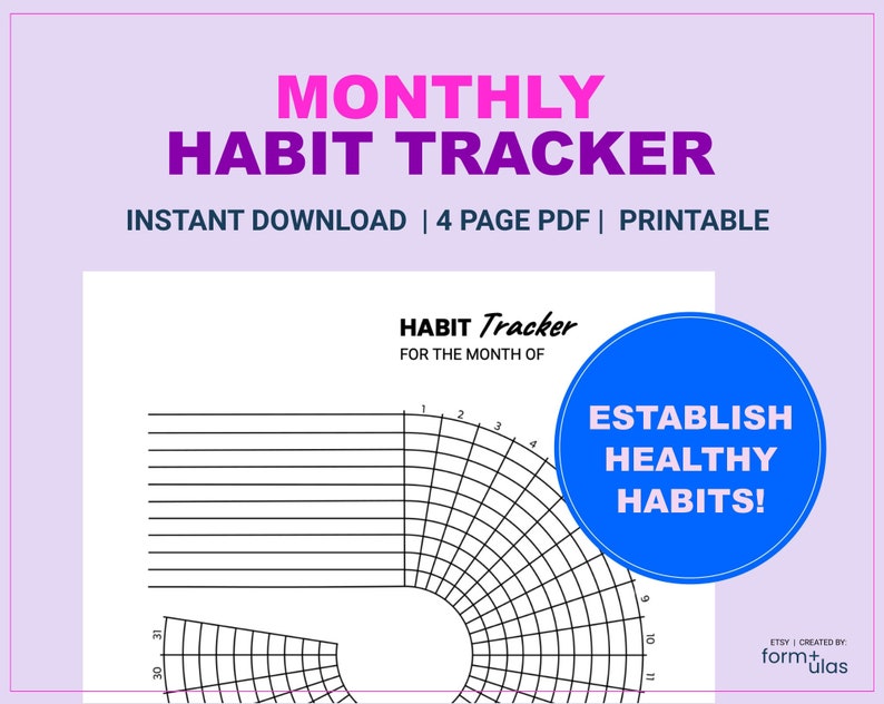 Printable Habit Tracker, Monthly Activity Tracking, Track Routines ...