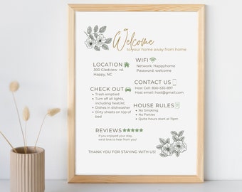 Airbnb Welcome Sign Template, Vacation Rental Printable (Digital Download)