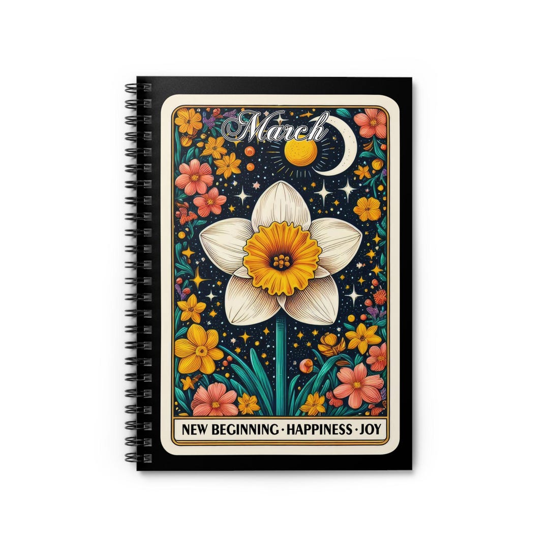 March Birth Flower Tarot Notebook, Spiral Ruled Notebook - Etsy