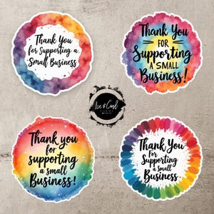 Bedankt voor het steunen van een klein bedrijf Stickers (4 ontwerpen!) - Aantal van 60 tot 960+ - Gratis verzending bij bulkbestellingen! Eendagsschip!