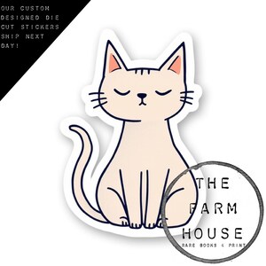 Pegatina troquelada de gato adorable - ¡Envío gratis en pedidos al por mayor! ¡Envío en un día! ¡Disponible en tamaños de 5 a 15 cm! ¡Vinilo apto para lavavajillas!