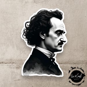 Fansticker Edgar Allen Poe: gratis verzending bij bulkbestellingen! Eendagsschip!