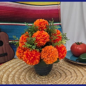 Marigold Bouquet | Handmade Cempasuchil | Dia de los Muertos décor | Mexico Flower Art | Autumn Flowers | Day of the Dead Ofrenda Decoration