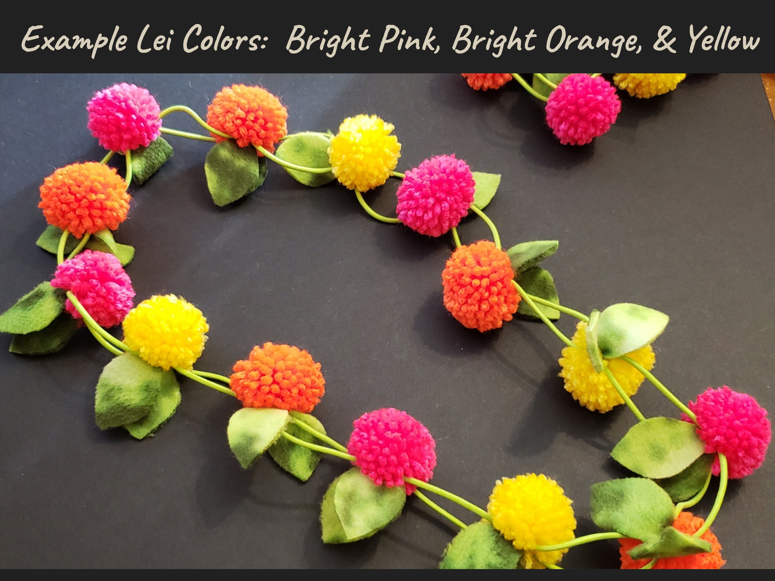 Made to Order Hawaiian Pompom Flower Lei Necklace Customize Set 4