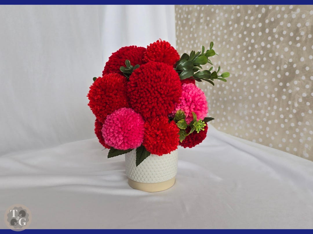 Geranium Red Pom-pom Flower Centerpiece | Allergy Friendly Faux Flowers ...