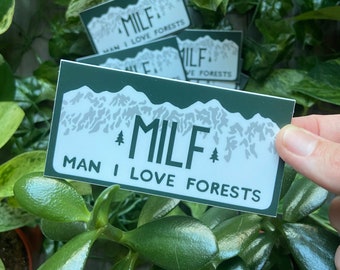 MILF - Man I love Forests Sticker in the style of the Colorado license plate, nature, trees, Rocky Mountains