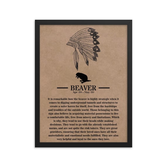 Beaver Native American Astrology Signs Wall Art Zodiac Etsy