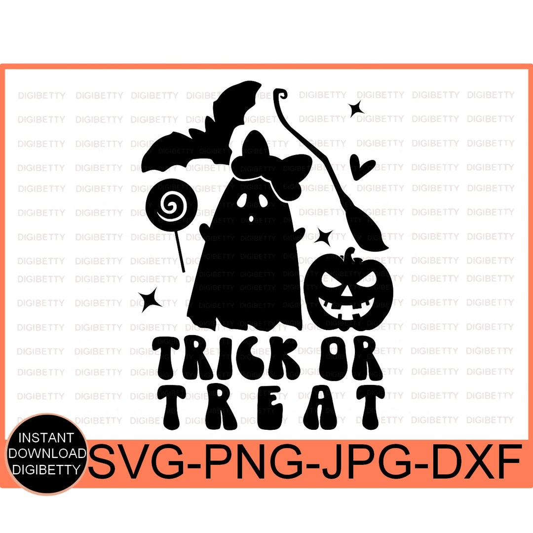 Trick or Treat Svg Png Jpg Dxf, Ghost Svg, Halloween Ghost Svg ...