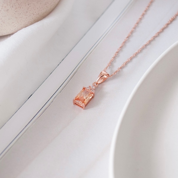 Pendentif Collier Note De Musique Avec Morganite Et Grenat - Plaqué Argent