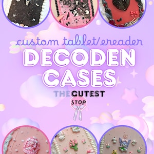 Kawaii Decora Decoden Themed/Character/Cartoon Handmade Custom Kindle/iPad/Tablet Case Order (3D Whipped or Resin)