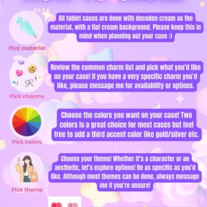 Kawaii Decora Decoden Themed/Character/Cartoon Handmade Custom Kindle/iPad/Tablet Case Order (3D Whipped or Resin) image 2
