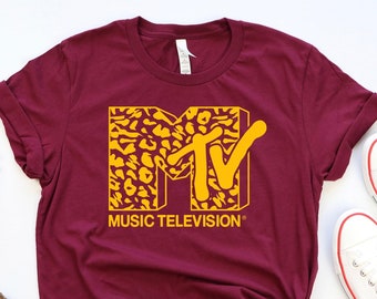 Mtv T-Shirt, 90s MTV leopard Graphic Tees, Band tee, Top women unisex tee, Music Shirt