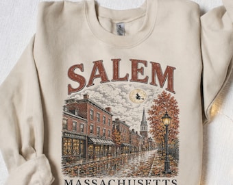 Salem Massachusetts 1626 Halloween Sweatshirt, Crewneck Halloween Sweater