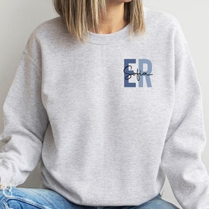 Custom Emergency Nurse Sweatshirt with Name, Custom ER Nurse Sweatshirt