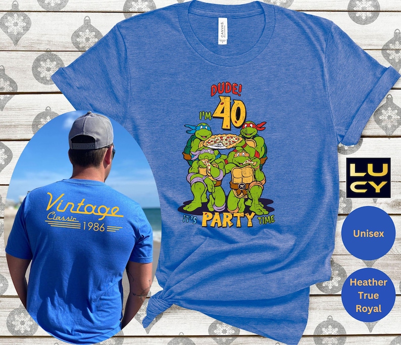 Vintage 40th Birthday Shirt, Forty Birthday Party Shirt, 40th Birthday Gift Dude I'm 40 It's Party Time T-shirt image 1