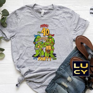 Vintage 40th Birthday Shirt, Forty Birthday Party Shirt, 40th Birthday Gift Dude I'm 40 It's Party Time T-shirt image 4