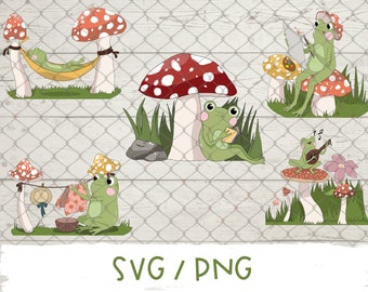 Frosch SVG und PNG Bundle, Frosch Cut Datei, Frosch Clip Art, Sofortiger Download
