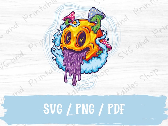 Psychedelic Smiley Face Mushroom SVG PNG PDF / Sublimation Files