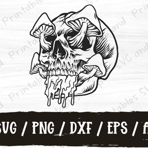 Psychedelic Sugar Skull Mushroom SVG PNG DXF Ai and Eps / Sublimation Files / Skull Png
